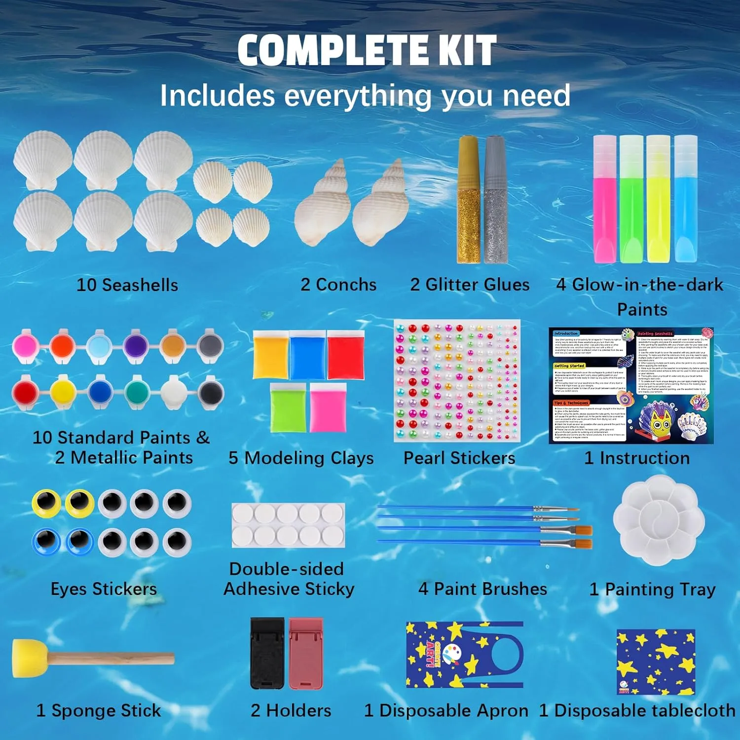 EPUMP Shell Painting Kit for Kids - Glow in The Dark Arts and Crafts Supplies Kits for Girls Boys - Kids Activities Creative Art Set Birthday Gifts DIY Paint Toys for Age 6 7 8 9 10 11 12 Years Old
