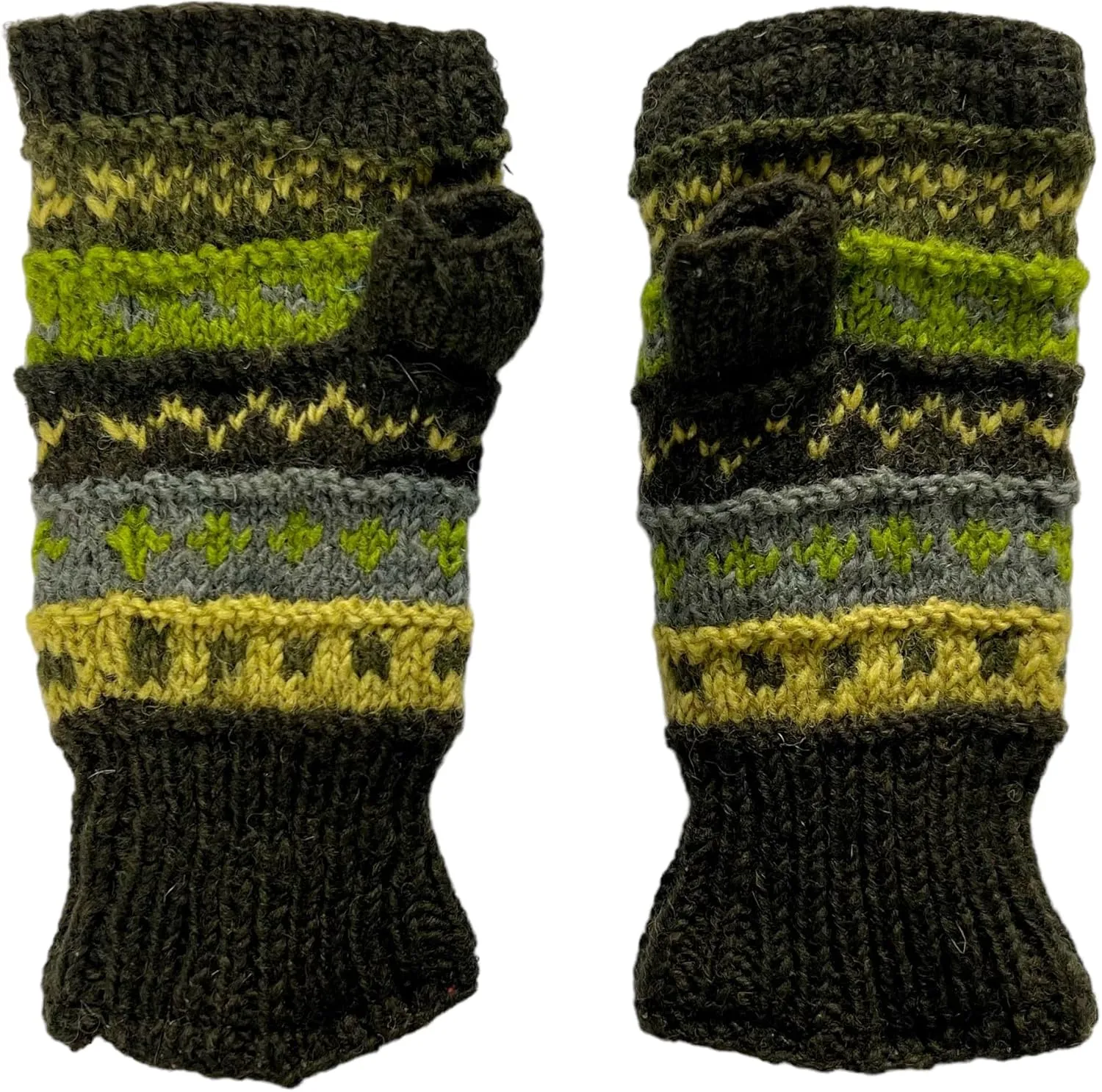 Fingerless Knit Wool Gloves For Women Warm Fleece Lined Mittens