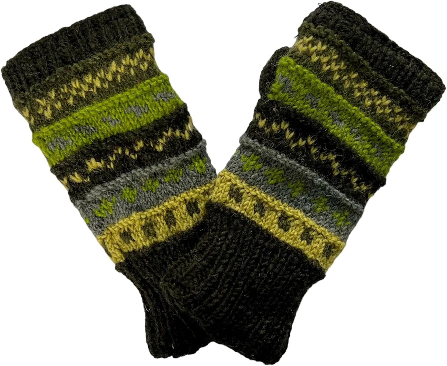 Fingerless Knit Wool Gloves For Women Warm Fleece Lined Mittens
