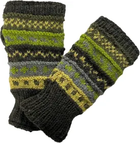 Fingerless Knit Wool Gloves For Women Warm Fleece Lined Mittens