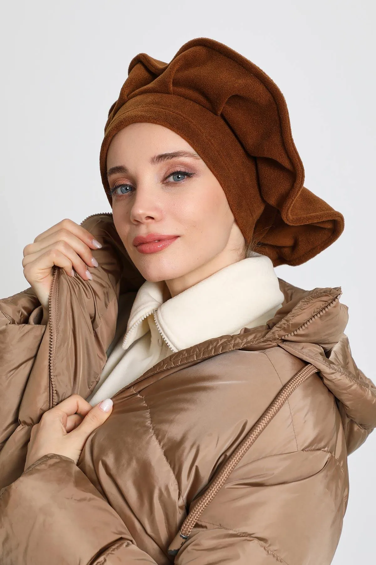 French Artist Style Winter Cap, Chic Fleece Turban Beret, Women's Warm Painter-Style Winter Hat, Elegant Winter Headwear,B-79PL