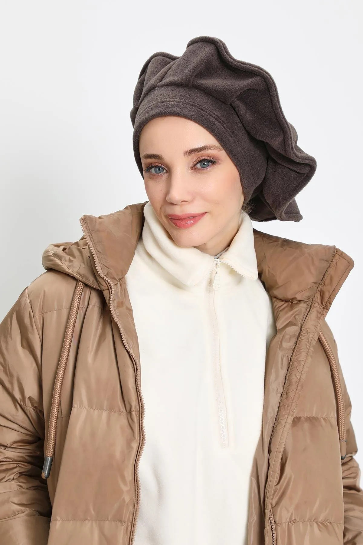French Artist Style Winter Cap, Chic Fleece Turban Beret, Women's Warm Painter-Style Winter Hat, Elegant Winter Headwear,B-79PL