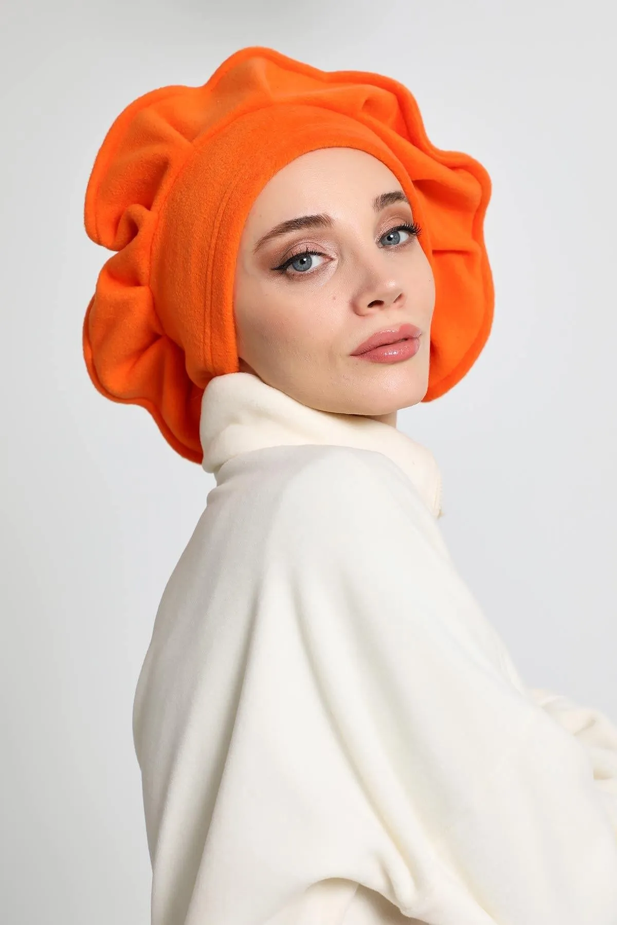 French Artist Style Winter Cap, Chic Fleece Turban Beret, Women's Warm Painter-Style Winter Hat, Elegant Winter Headwear,B-79PL