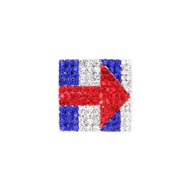 Fuhua 30mm Rhinestone Enamel USA Flag American Independence Day Arrow Square Brooch Pin