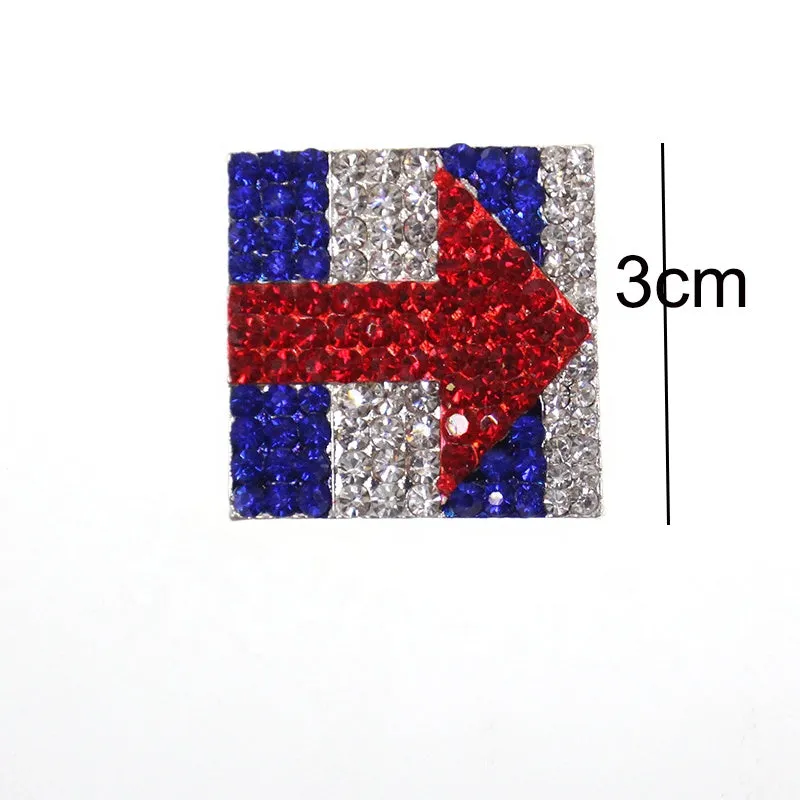 Fuhua 30mm Rhinestone Enamel USA Flag American Independence Day Arrow Square Brooch Pin