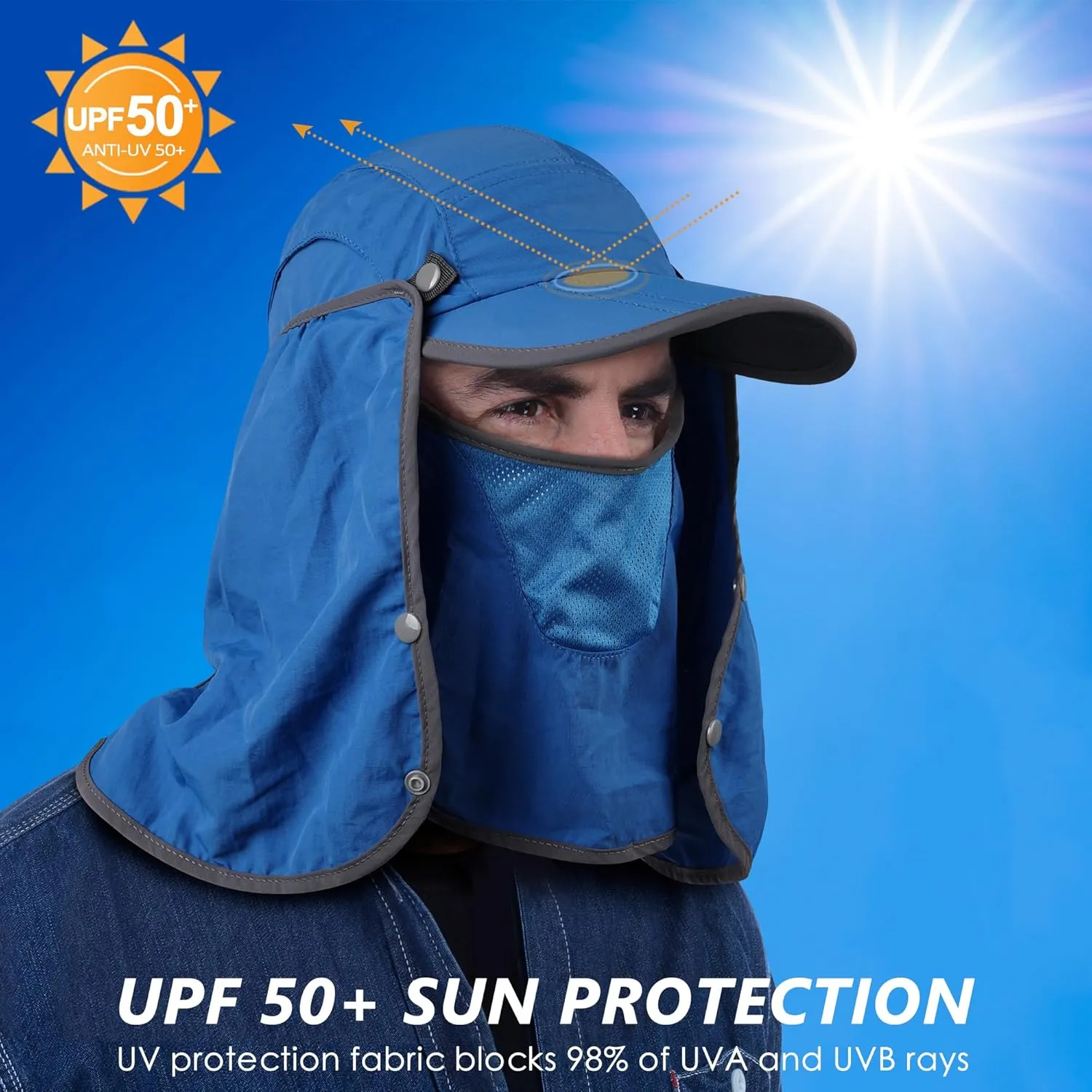 GADIEMKENSD UPF 50  Folding Fishing Hat 360 Outdoor Sun Hat