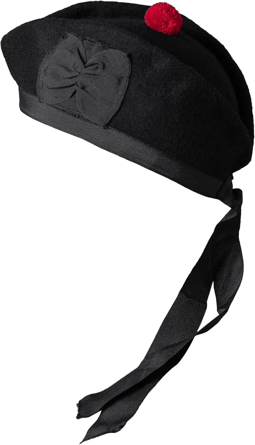 Glengarry Cap-Traditional Scottish Hat,100% Wool, Acrylic Wool Tartan,Kilts/Bagpipes Accessories,Polyester Cotton Ribbon