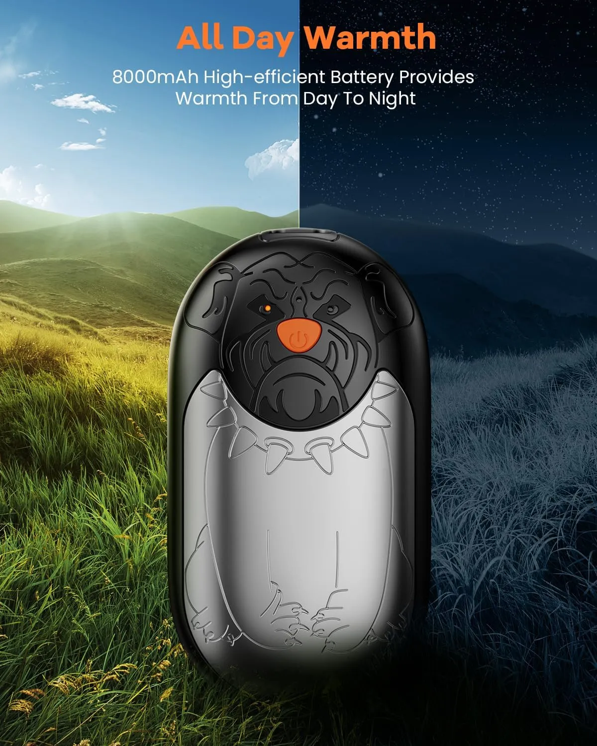 Hand Warmers Rechargeable 2 Pack, 8000mAh Electric Reusable Hand Warmer, Magnetic 2 in 1 Puppy-Shaped Portable Pocket USB Handwarmers with All Day Warmth, Best Warm Winter Gift Women Men