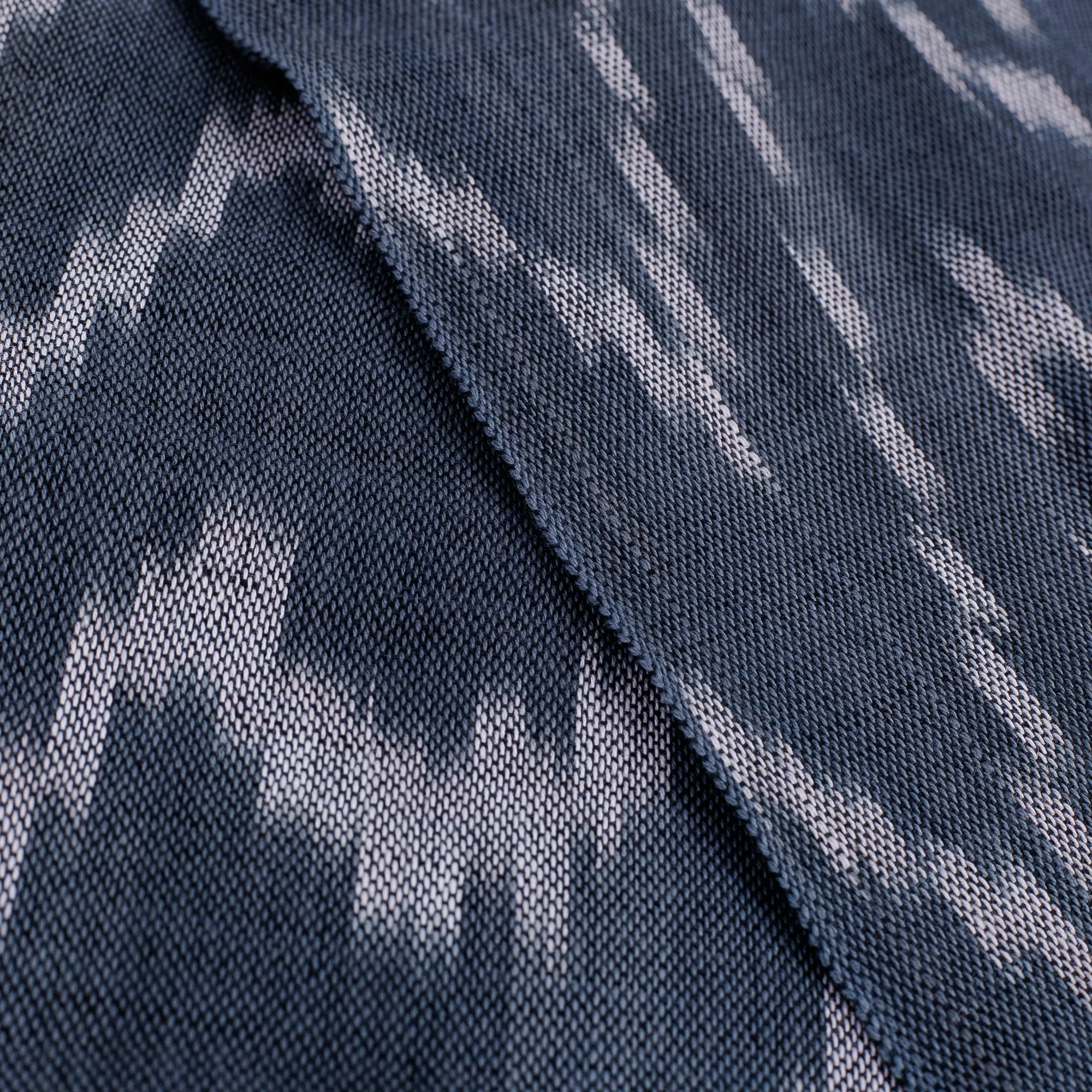 Handwoven Ikat Patterned Blue Cotton Scarf with Fringes - Blue Frequencies | NOVICA