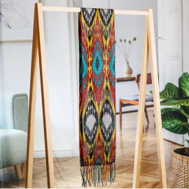 Handwoven Traditional Silk Scarf in Yellow and Red Hues - Yellow Samarkand Renaissance | NOVICA