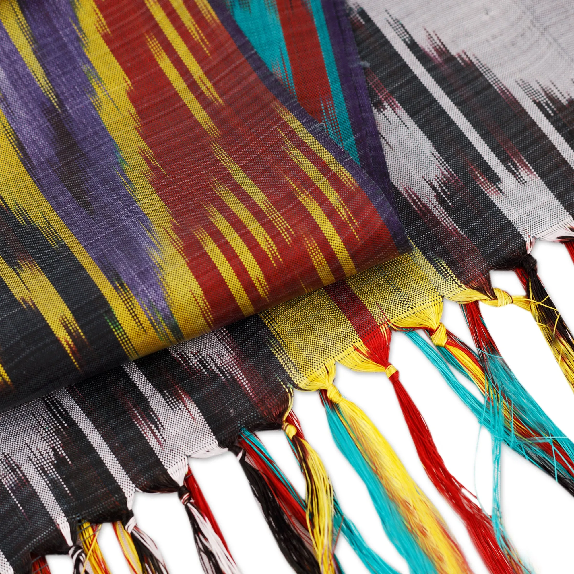 Handwoven Traditional Silk Scarf in Yellow and Red Hues - Yellow Samarkand Renaissance | NOVICA