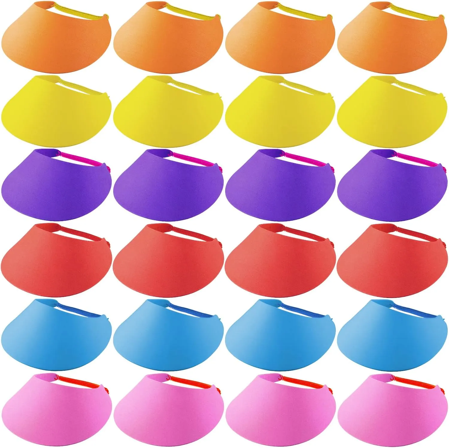Hercicy 24 Pcs Foam Visor Sun Protection Hat Sun Visor Hat 6 Colors for Golf Tennis Beach Kids' Arts Crafts