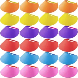 Hercicy 24 Pcs Foam Visor Sun Protection Hat Sun Visor Hat 6 Colors for Golf Tennis Beach Kids' Arts Crafts