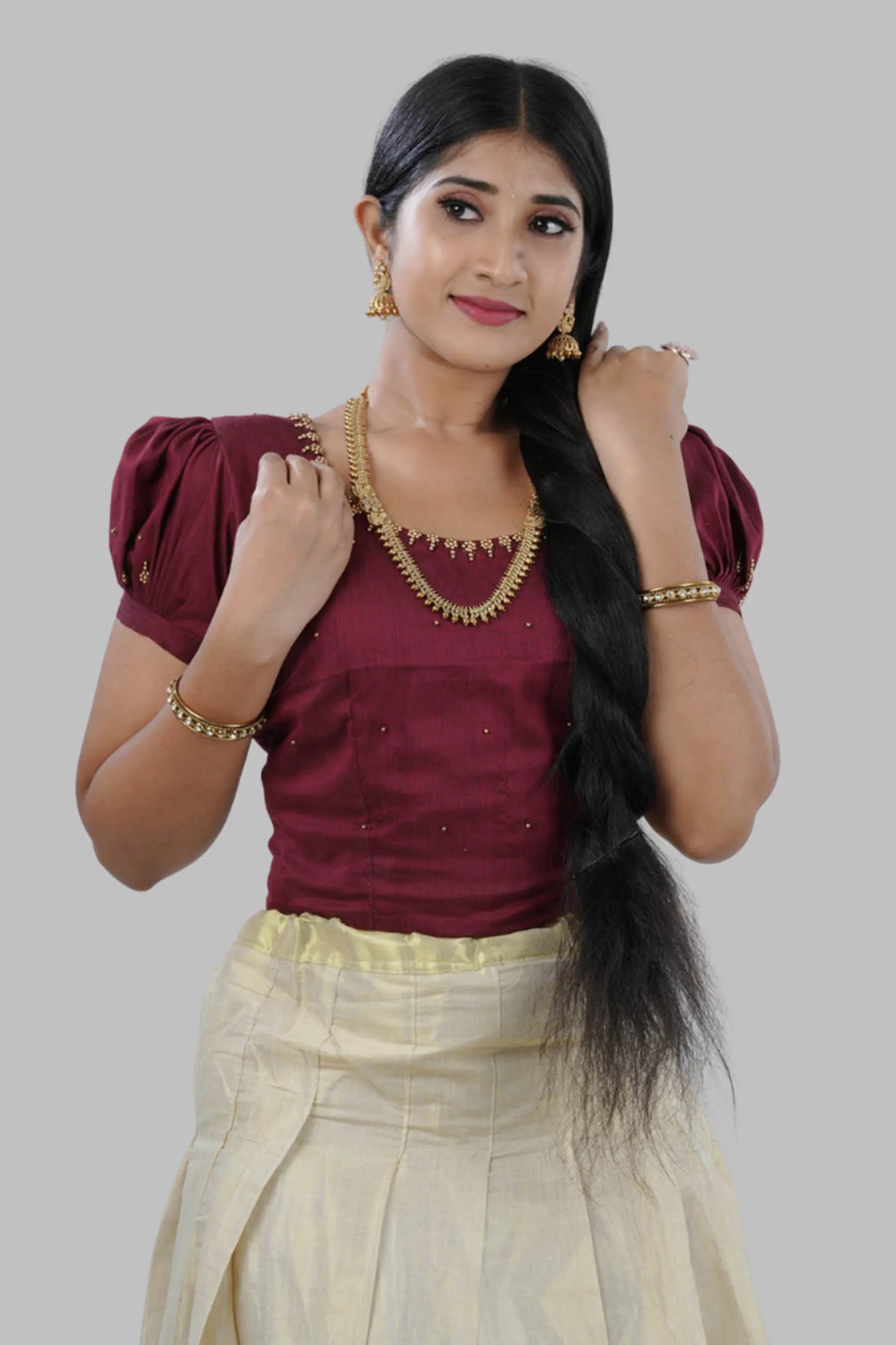 High-quality Kerala Cotton Lehenga Set in Golden Tissue fabric