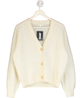 LILYSILK Cream Hestia 100% Cashmere V-neck Cardigan UK S