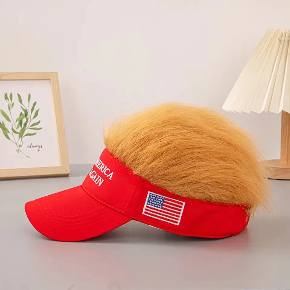 Luxury Gifts,2024 US Election Wig Cap Baseball Cap Hot Hat Wide Brim Hat Red Embroidered Hat