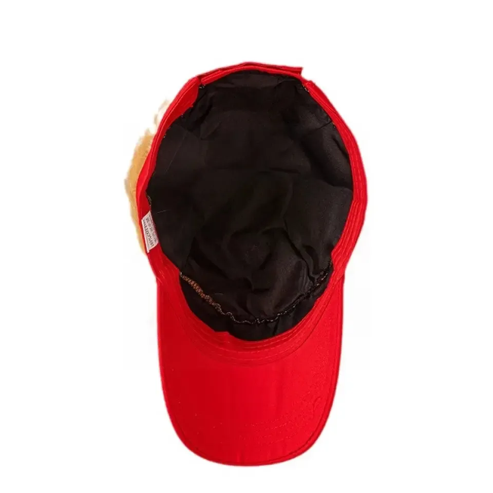 Luxury Gifts,2024 US Election Wig Cap Baseball Cap Hot Hat Wide Brim Hat Red Embroidered Hat
