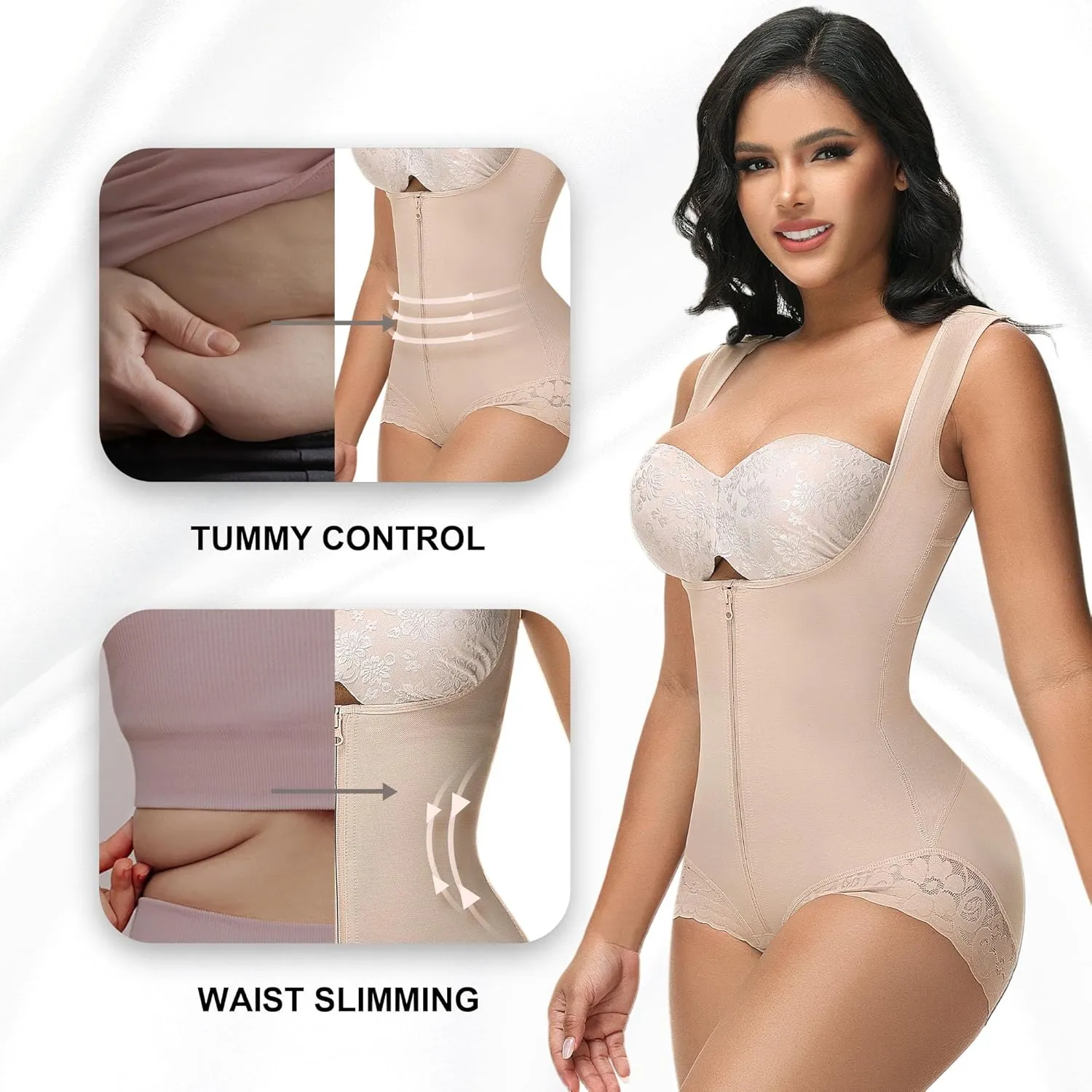 M MYODRESS Fajas Colombianas Moldeadoras Shapewear Tummy Control Full Body Shaper Post Surgery Compression Garment Shaping