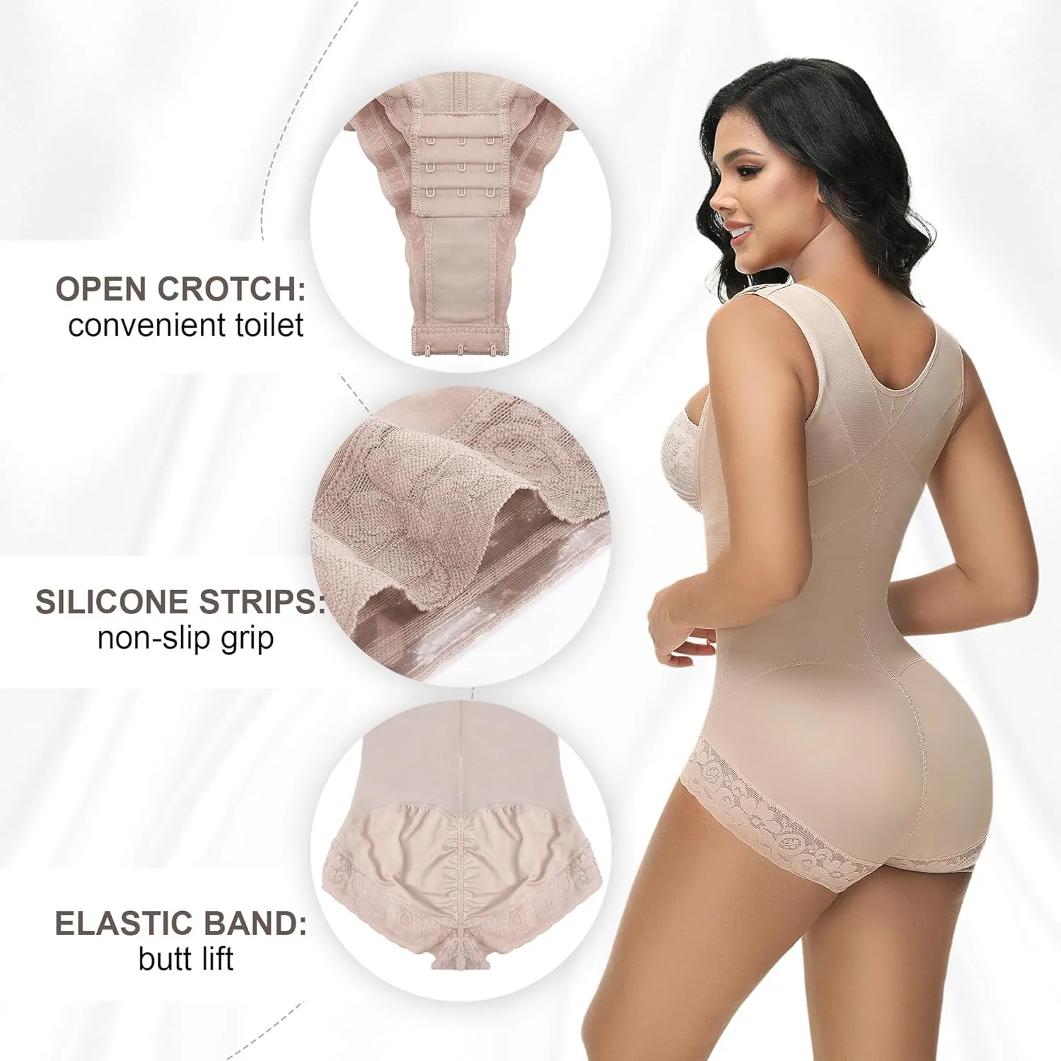 M MYODRESS Fajas Colombianas Moldeadoras Shapewear Tummy Control Full Body Shaper Post Surgery Compression Garment Shaping