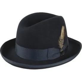 Men Bruno Capelo Dress Formal Hat Australian Wool Homburg Godfather GF102 Navy