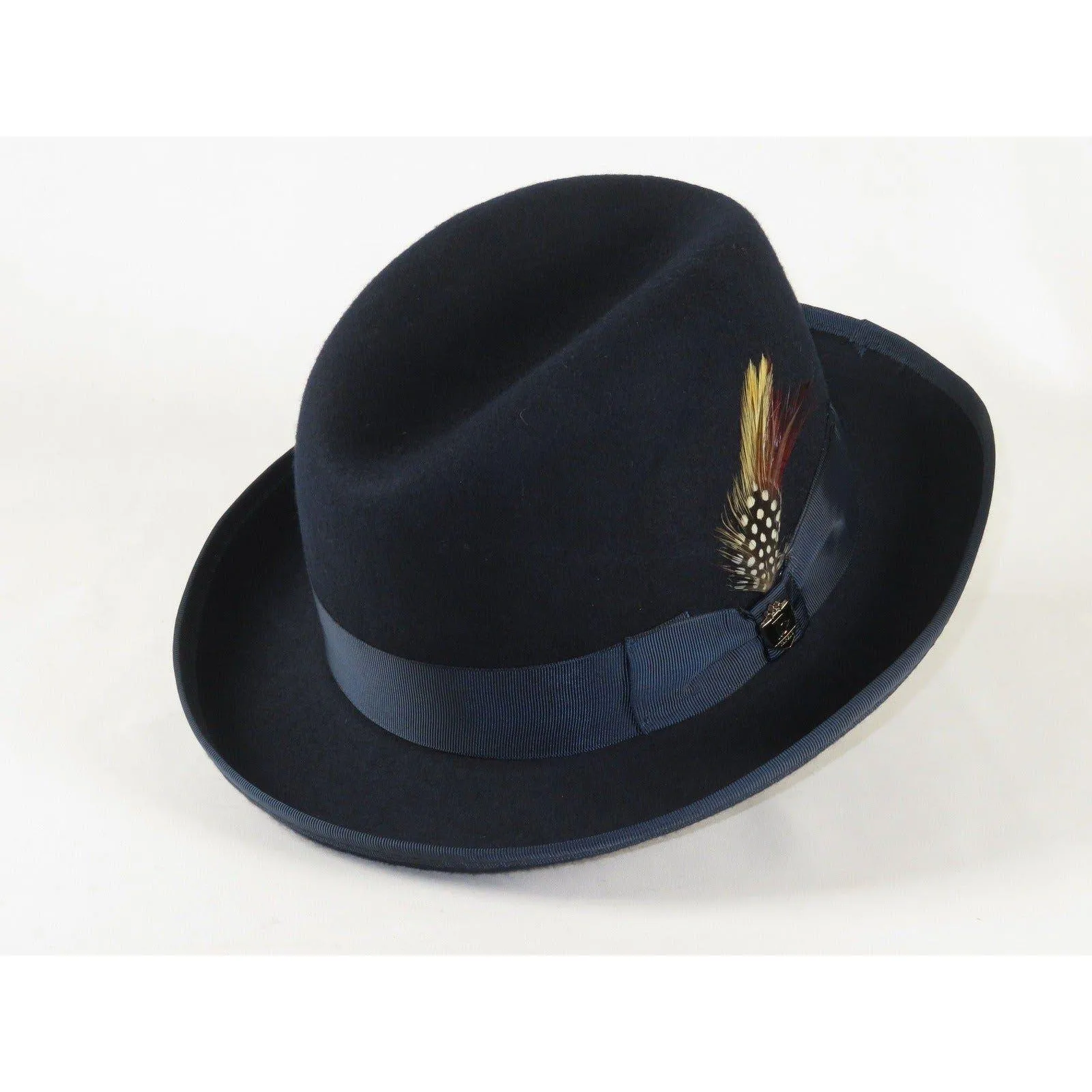 Men Bruno Capelo Dress Formal Hat Australian Wool Homburg Godfather GF102 Navy
