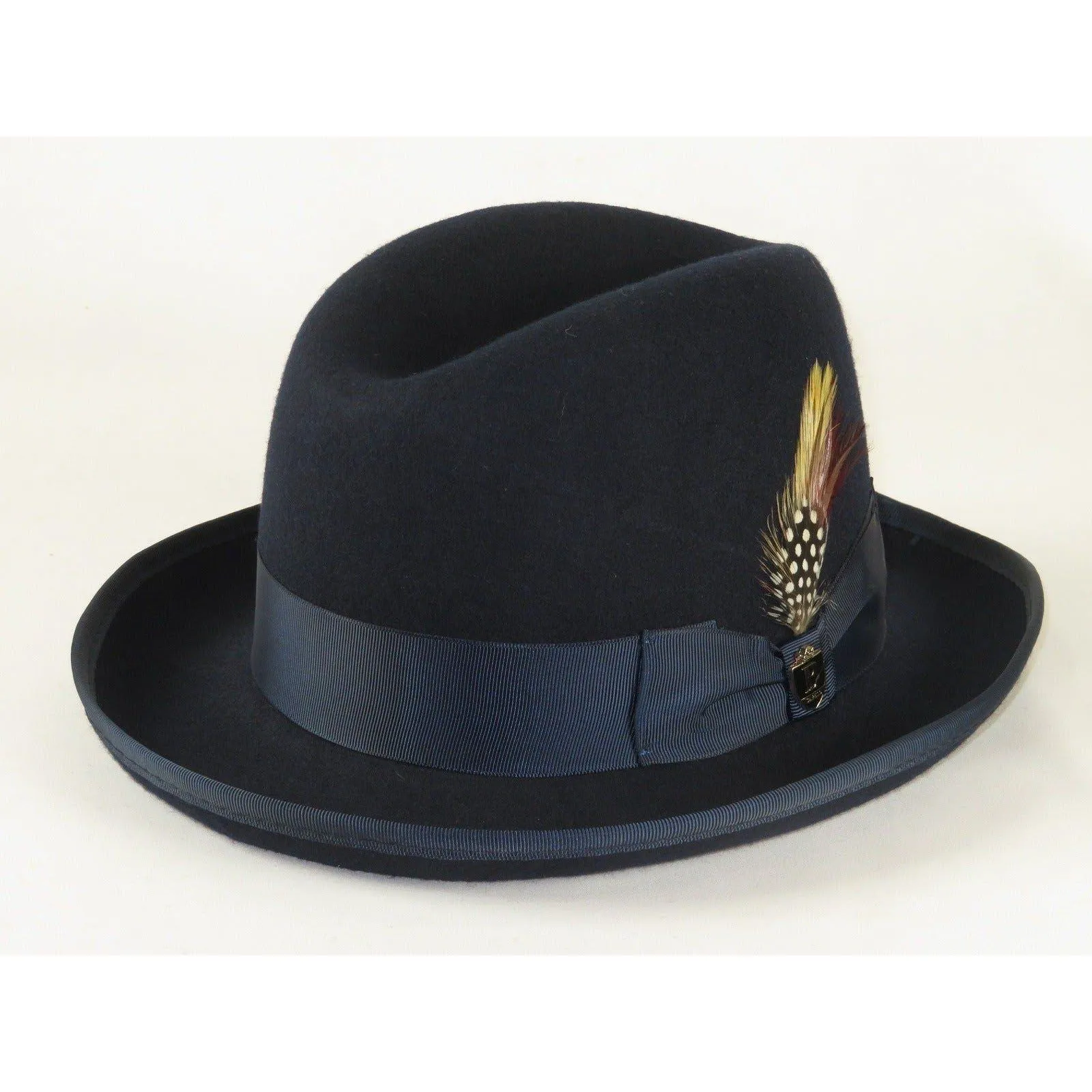 Men Bruno Capelo Dress Formal Hat Australian Wool Homburg Godfather GF102 Navy