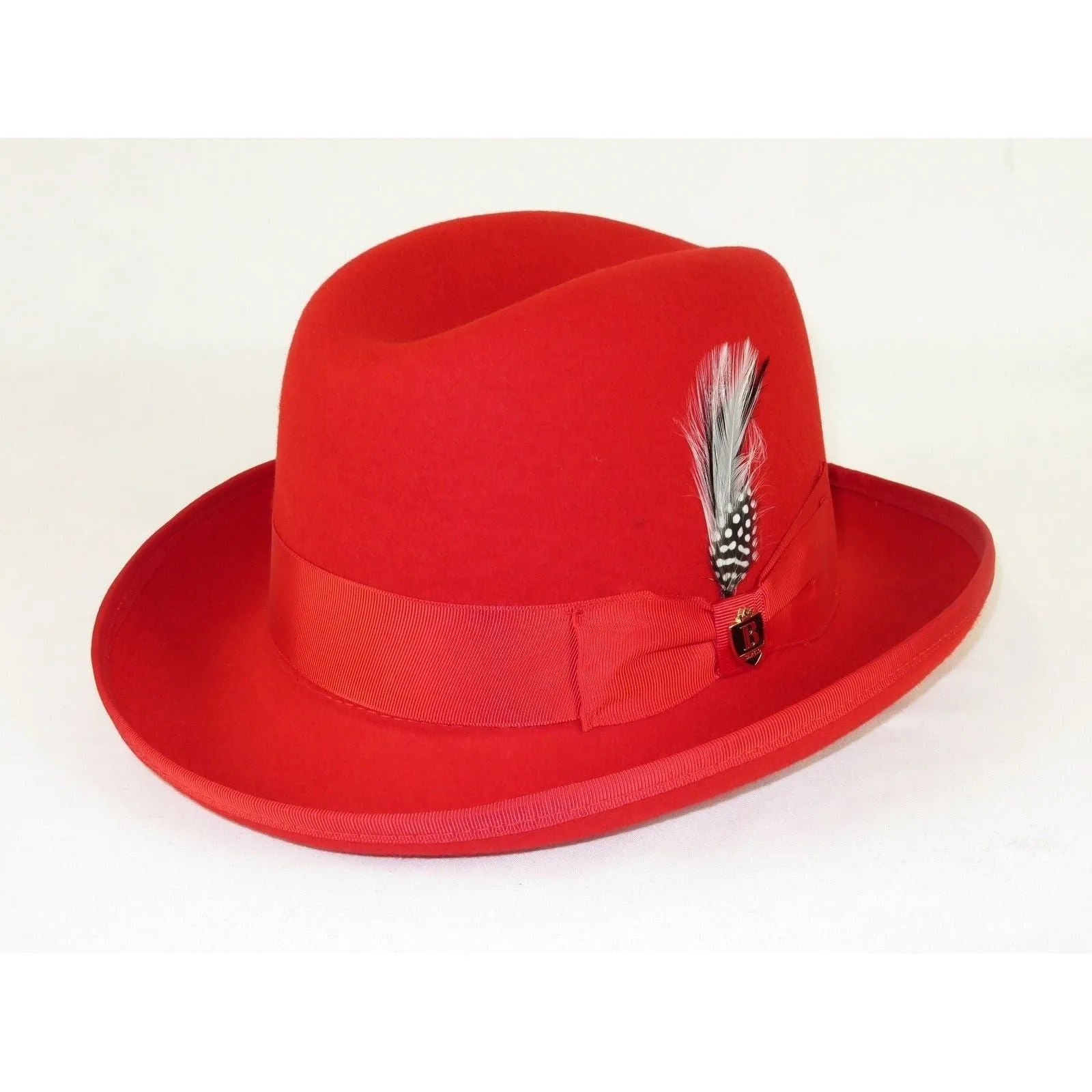 Men Bruno Capelo Dress Formal Hat Australian Wool Homburg Godfather GF105 Red