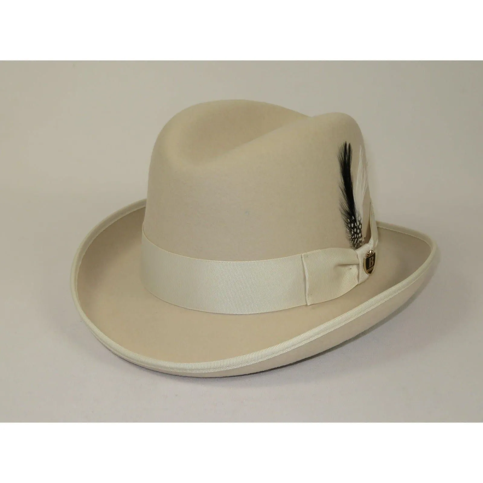Men Bruno Capelo Dress Formal Hat Australian Wool Homburg Godfather GF110 Bone