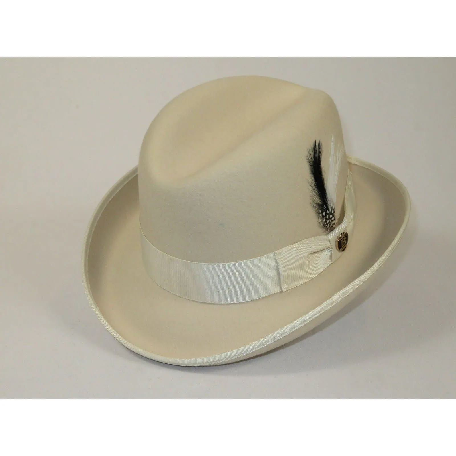 Men Bruno Capelo Dress Formal Hat Australian Wool Homburg Godfather GF110 Bone