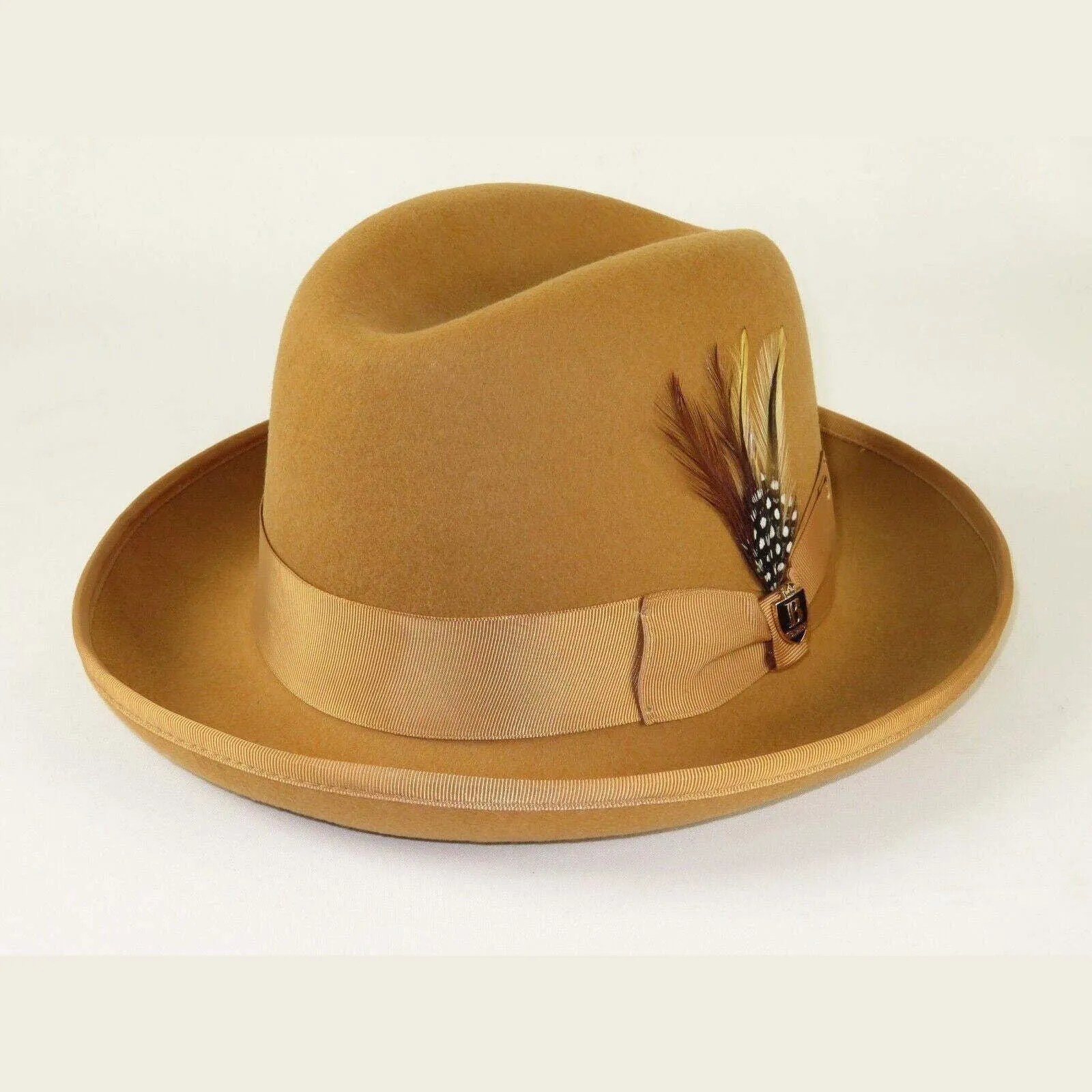 Men Bruno Capelo Dress Hat Australian Wool Homburg Godfather GF103 Camel Tan