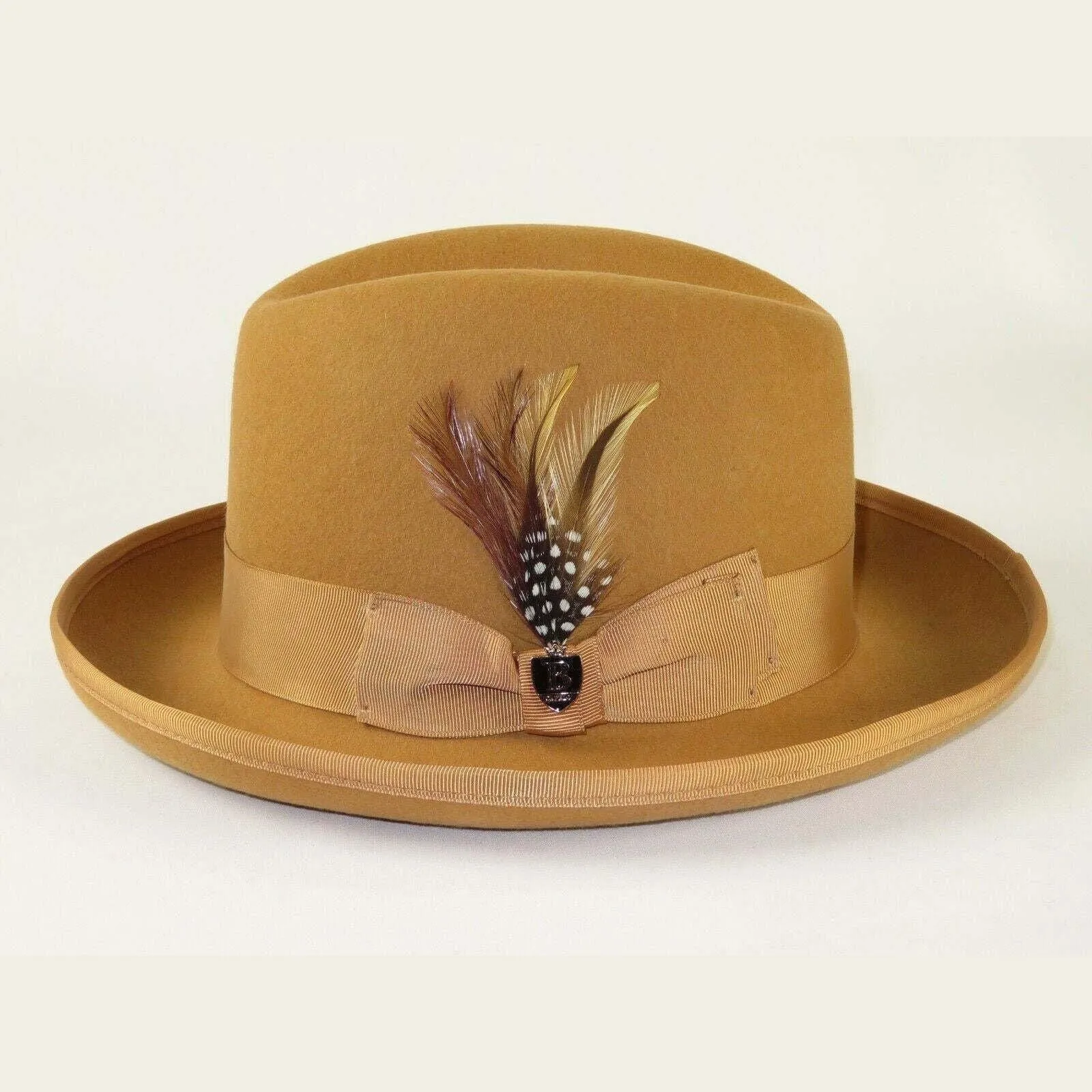 Men Bruno Capelo Dress Hat Australian Wool Homburg Godfather GF103 Camel Tan