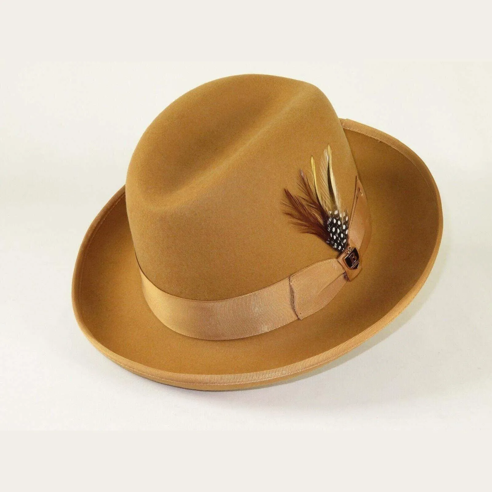 Men Bruno Capelo Dress Hat Australian Wool Homburg Godfather GF103 Camel Tan