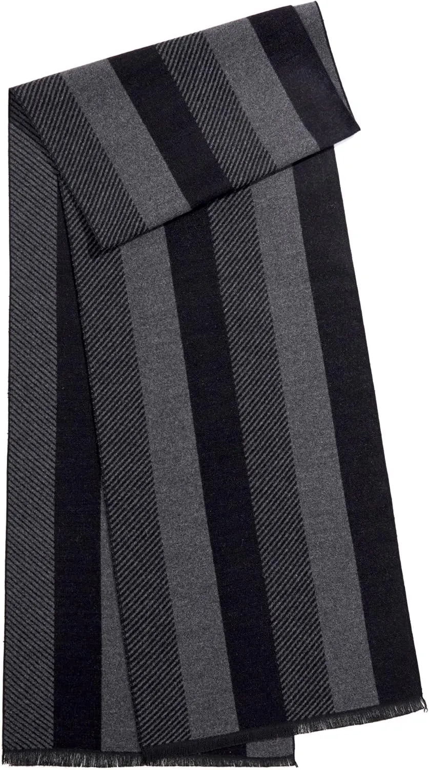 Men's Winter Warm Scarf Premium Cashmere Feel, Luxuriously Soft Long Plaid Pattern