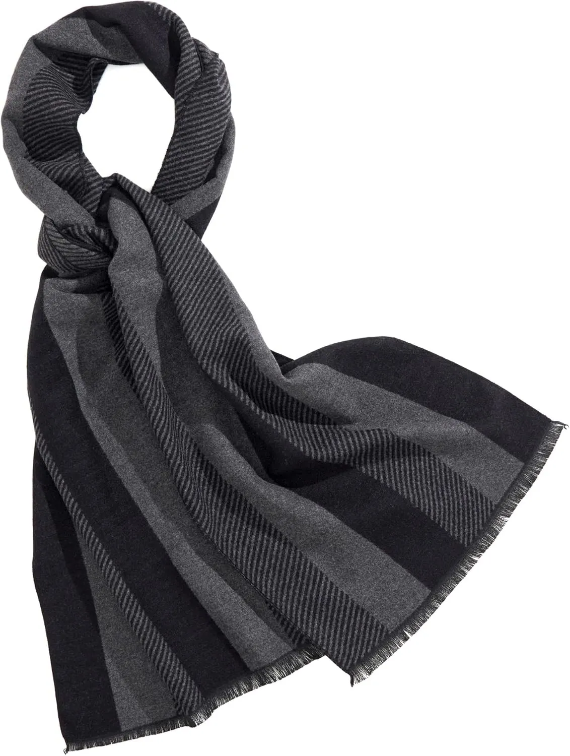 Men's Winter Warm Scarf Premium Cashmere Feel, Luxuriously Soft Long Plaid Pattern