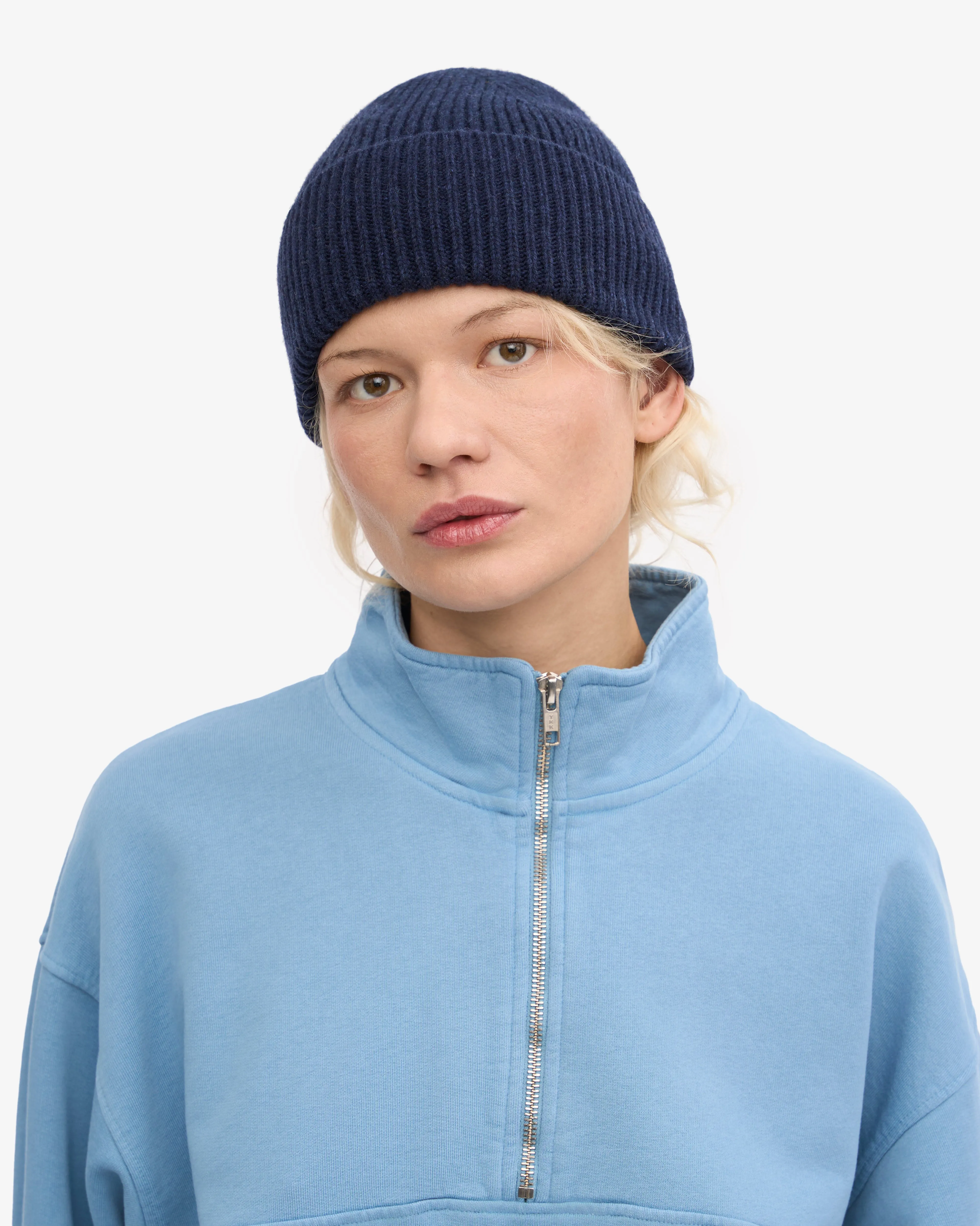 Merino Wool Beanie - Marine Blue