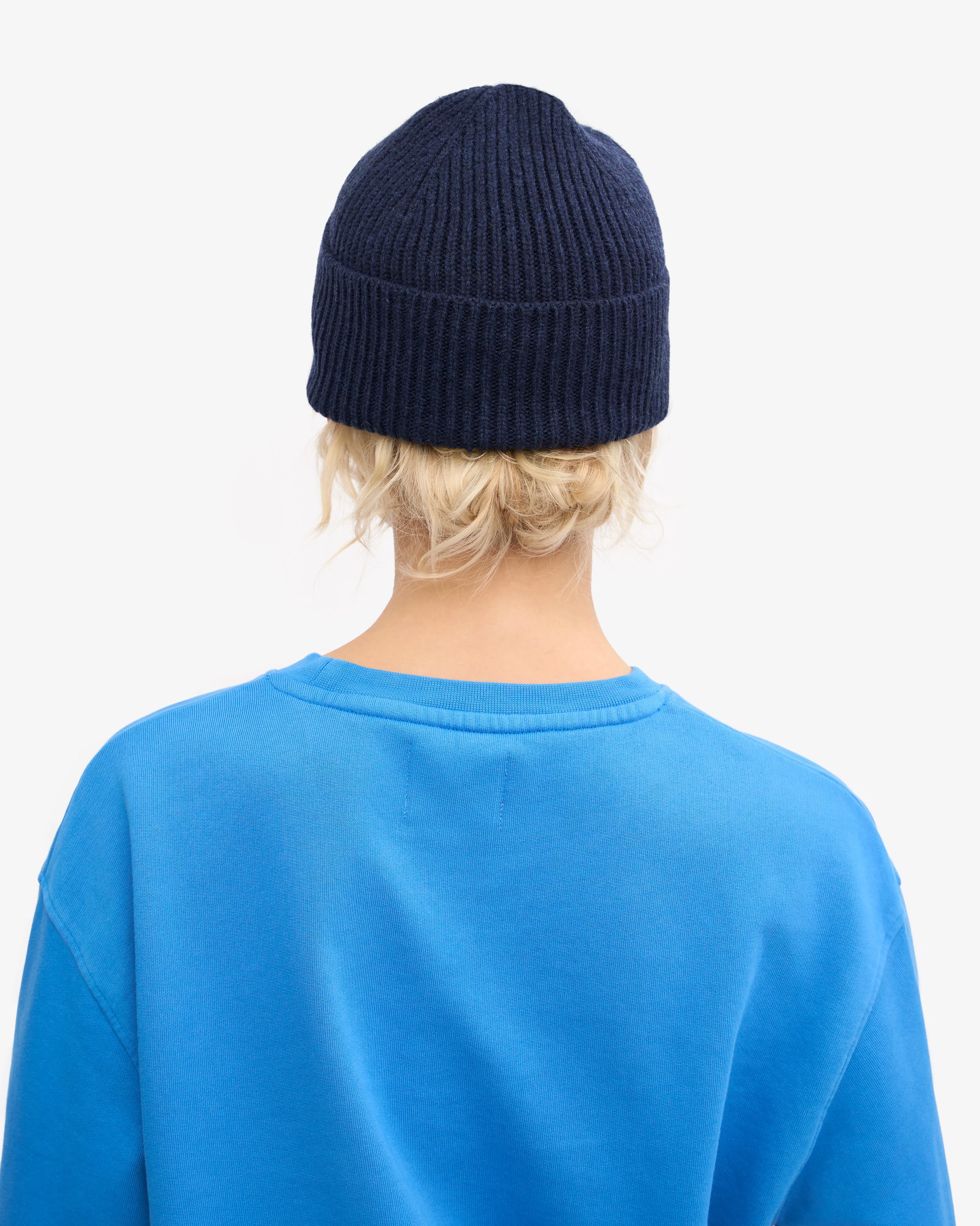 Merino Wool Beanie - Marine Blue