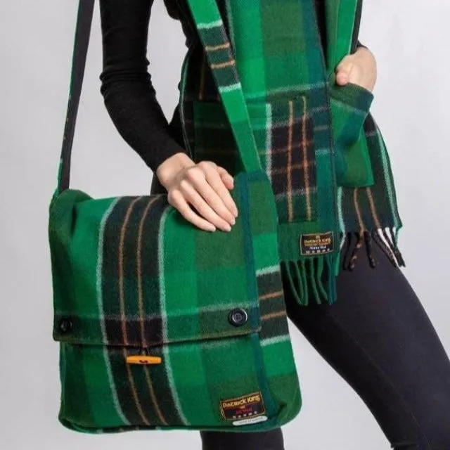Messenger Bag and Merino Wool Scarf Gift Set in Ireland Tartan