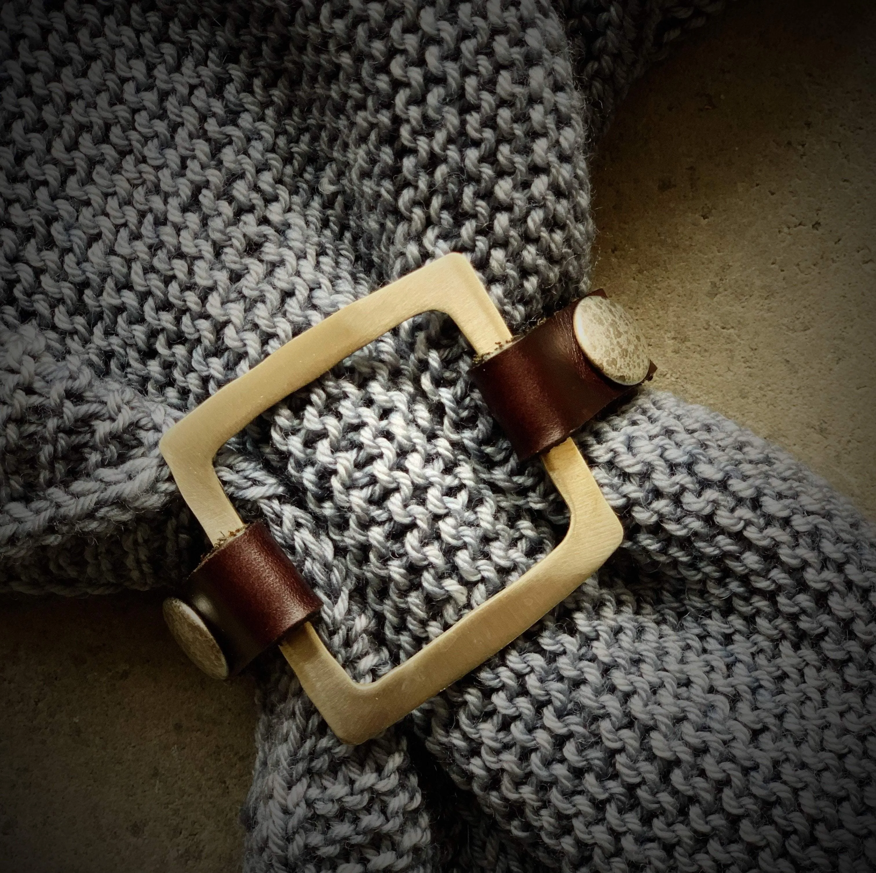 Mid Century Modern Square Cuff / Shawl Pin