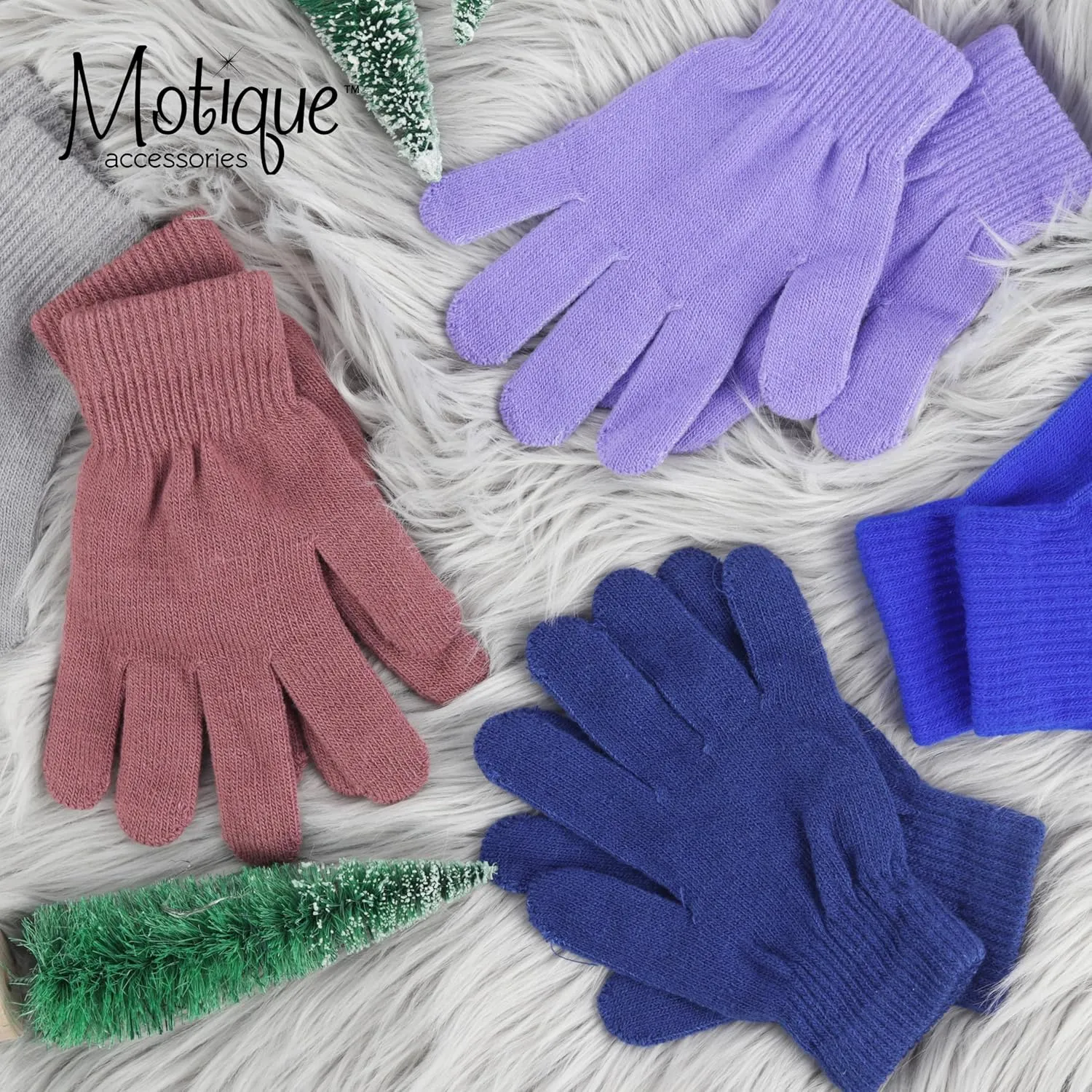 Motique Accessories Ladies Gloves Magic Knit Gloves for Women Solid Colors