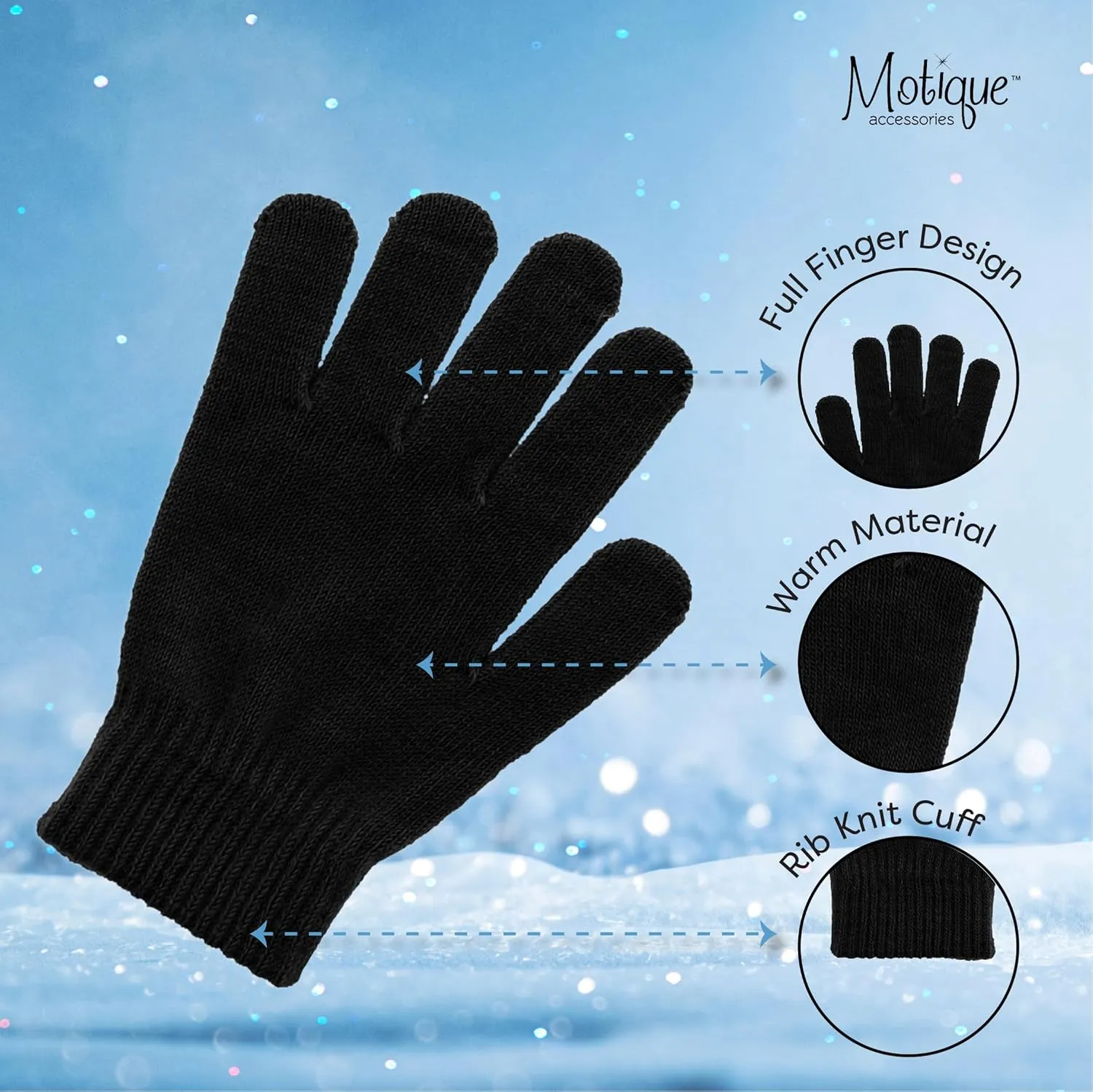 Motique Accessories Ladies Gloves Magic Knit Gloves for Women Solid Colors