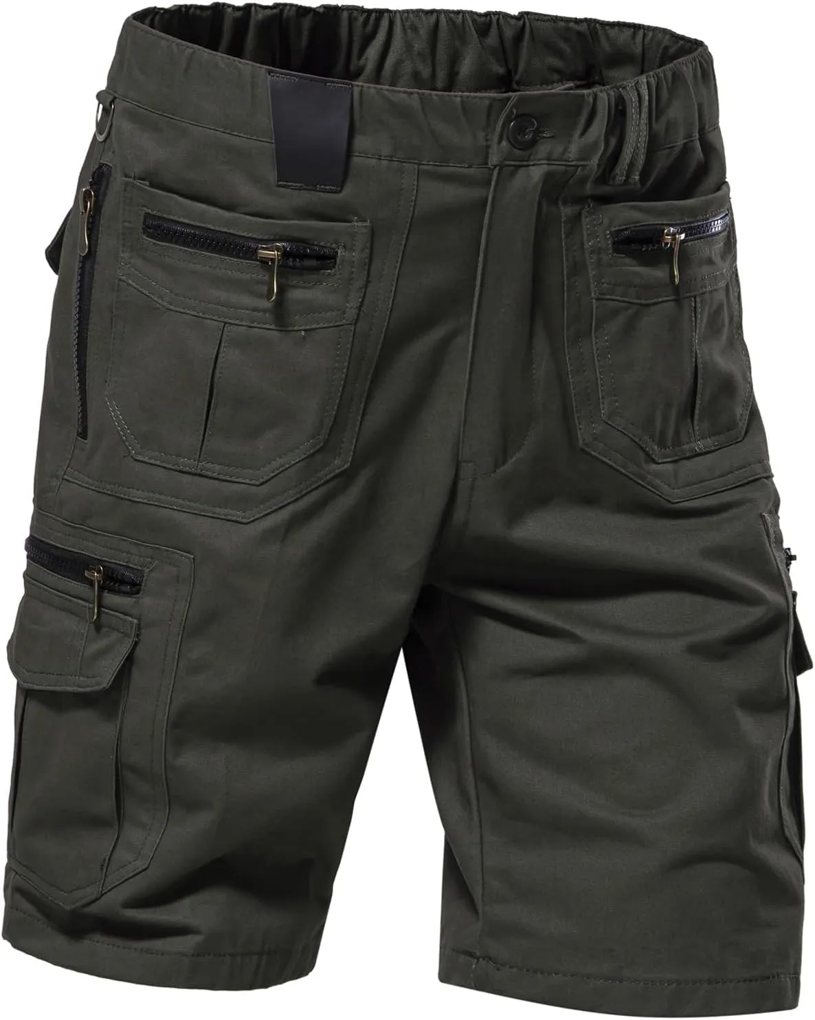 Mylldey Mens Cargo Shorts 12 Pockets Hiking Shorts Regular Fit Men Elastic Waist Cotton Cargo Shorts