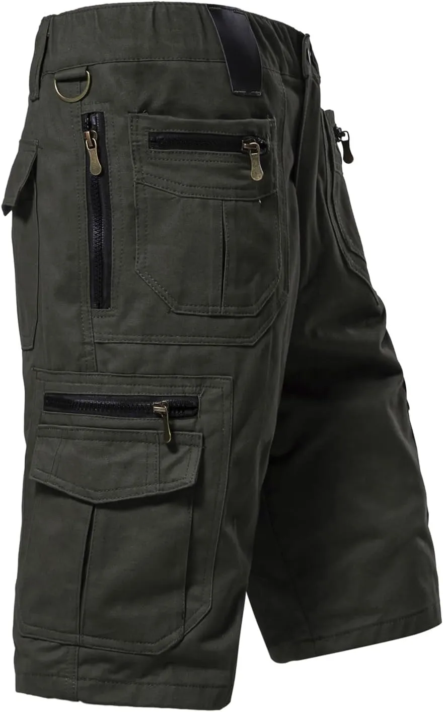 Mylldey Mens Cargo Shorts 12 Pockets Hiking Shorts Regular Fit Men Elastic Waist Cotton Cargo Shorts