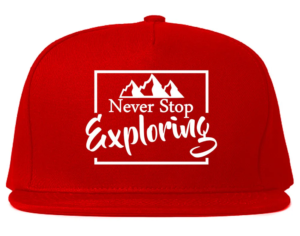 Never Stop Exploring Mens Snapback Hat