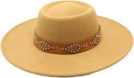 Pulcykp Women's Tweed Sombrero Felt Hat Jazz Hat Sombrero camel 56-58cm