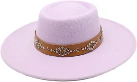 Pulcykp Women's Tweed Sombrero Felt Hat Jazz Hat Sombrero Light purple 56-58cm