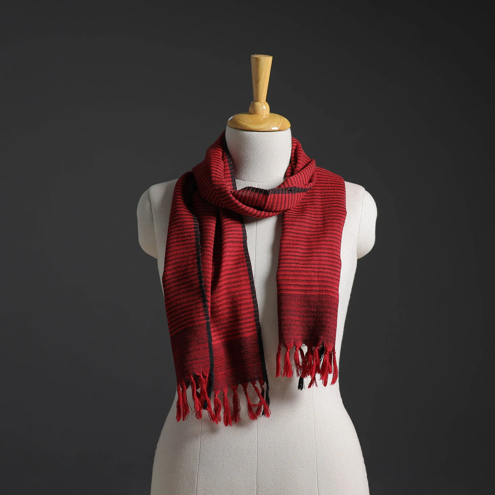 Red - Kumaun Handwoven Merino Wool Scarf 264