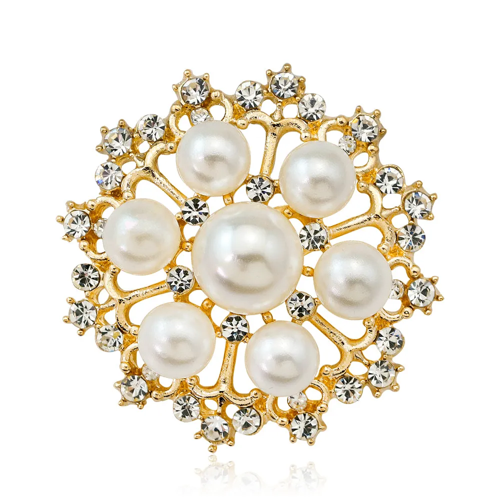 Rhinestone alloy anti-pearl flower brooch-Fashion Accessories-Holiday brooch-the perfect gift for women
