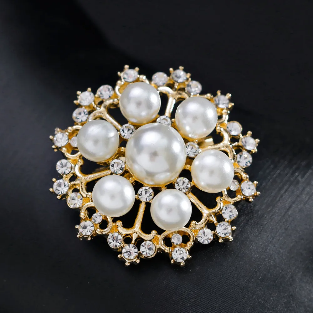 Rhinestone alloy anti-pearl flower brooch-Fashion Accessories-Holiday brooch-the perfect gift for women