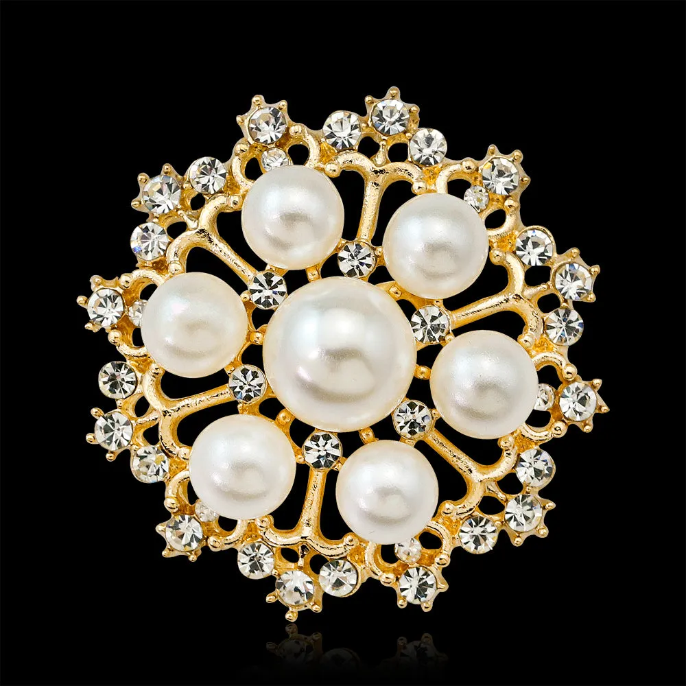 Rhinestone alloy anti-pearl flower brooch-Fashion Accessories-Holiday brooch-the perfect gift for women