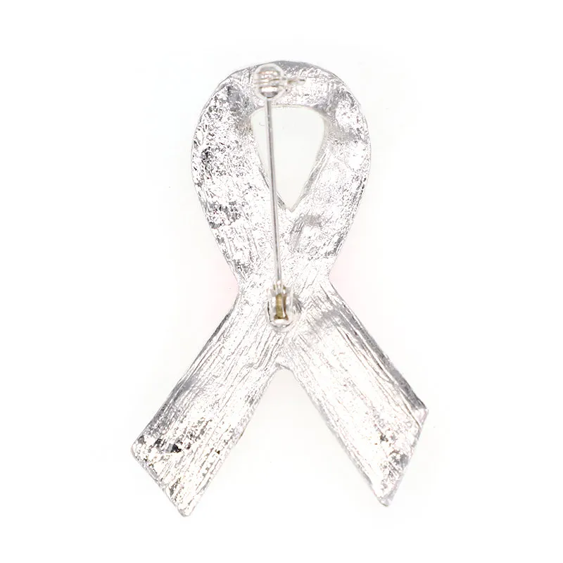 Rhinestone Alloy Breast Cancer Awareness Cheer Love White Ribbon-Fashion Accessories-Holiday Gifts-Vintage Brooches-Perfect Gifts for Women